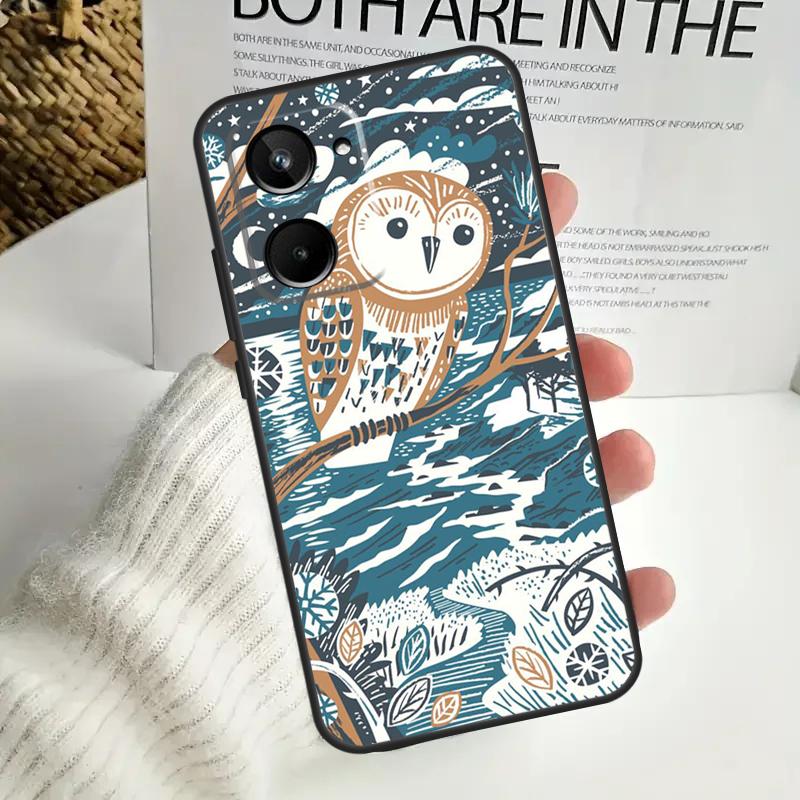 Cute Owl Cartoon Case For Realme C55 C53 C51 C35 C33 C30 C67 C21Y C25s C15 9 10 12 11 Pro Plus GT Neo5 Cover