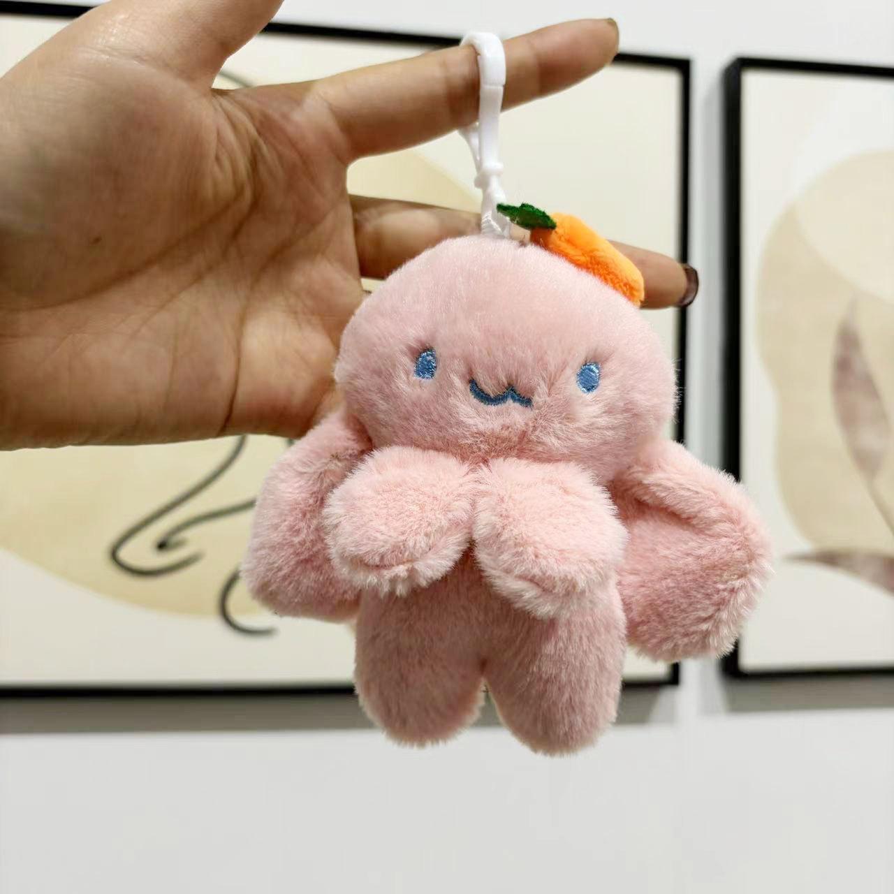 

Octopus Adorable Plush White Bunny Keychain Soft Stuffed Animal Backpack Accessory розовый