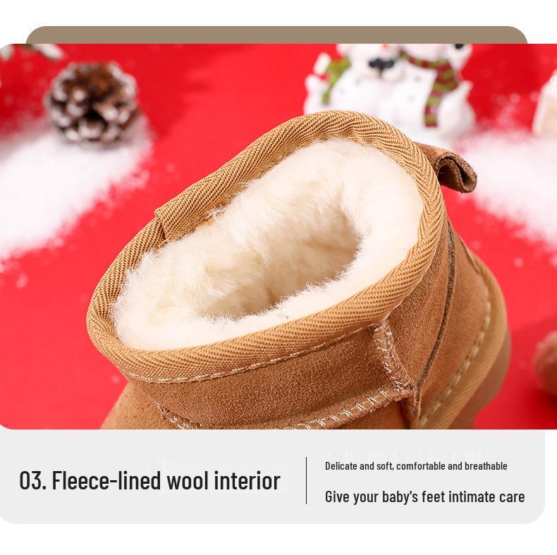 Children's Sheepskin & Wool Winter Snow Boots 2025 – Genuine Leather for Boys & Girls