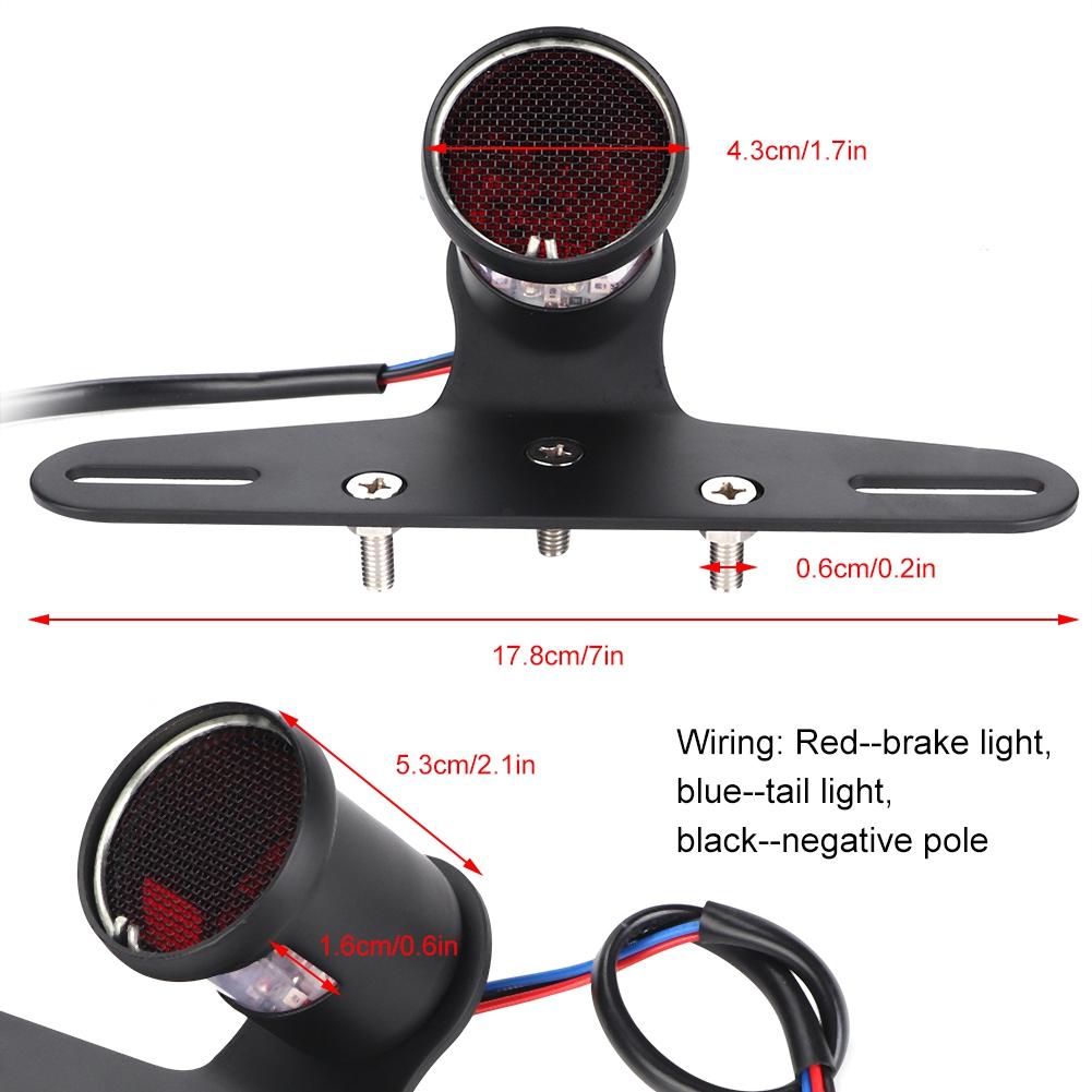 Vintage Style Motorcycle LED Light Universal Tail Brake Light Lamp With License Plate Bracket