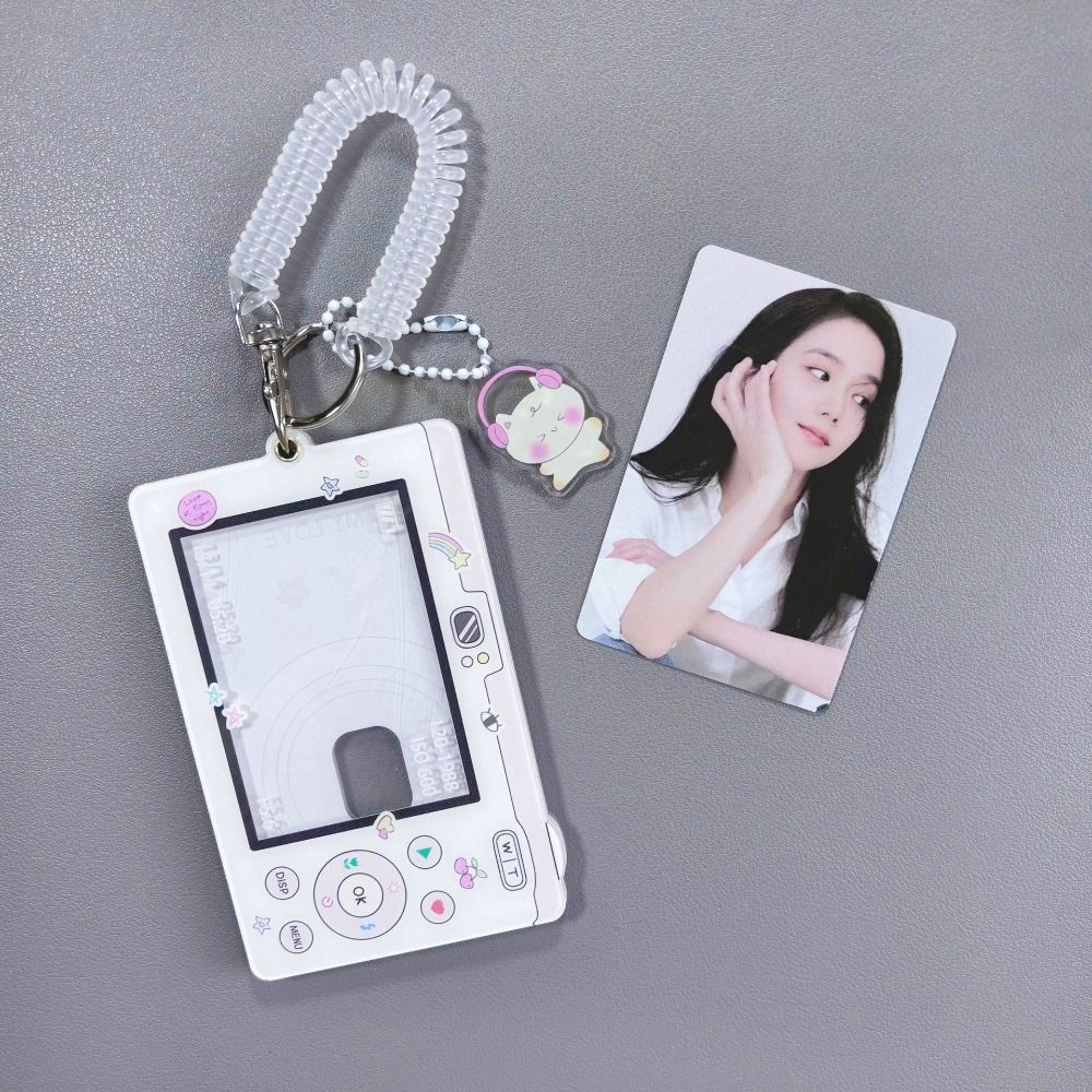 Acrylic Idol Photo Card Sleeves Keychain Student ID Badge Holder Portable Kpop Photocard Holder