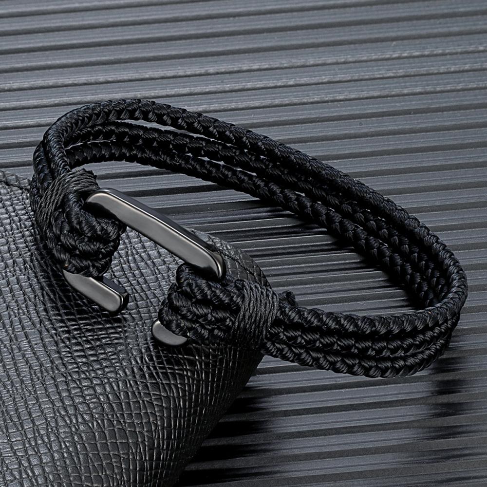 C Clasp Bracelets Men Multilayer Keel Waterproof Rope Bracelet Women Black Stainless Steel Easy Sport Hook