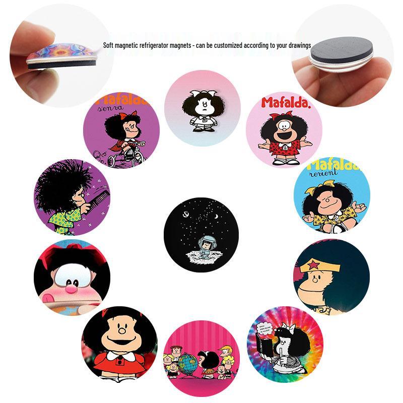 

Мафальда Стеклянный Патч Круглый Магнит на Холодильник - Популярный за рубежом Веселый Мягкий Магнит