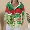Women's Fashion Casual Sweater Button-Up Print Cardigan  Hooded Jacket