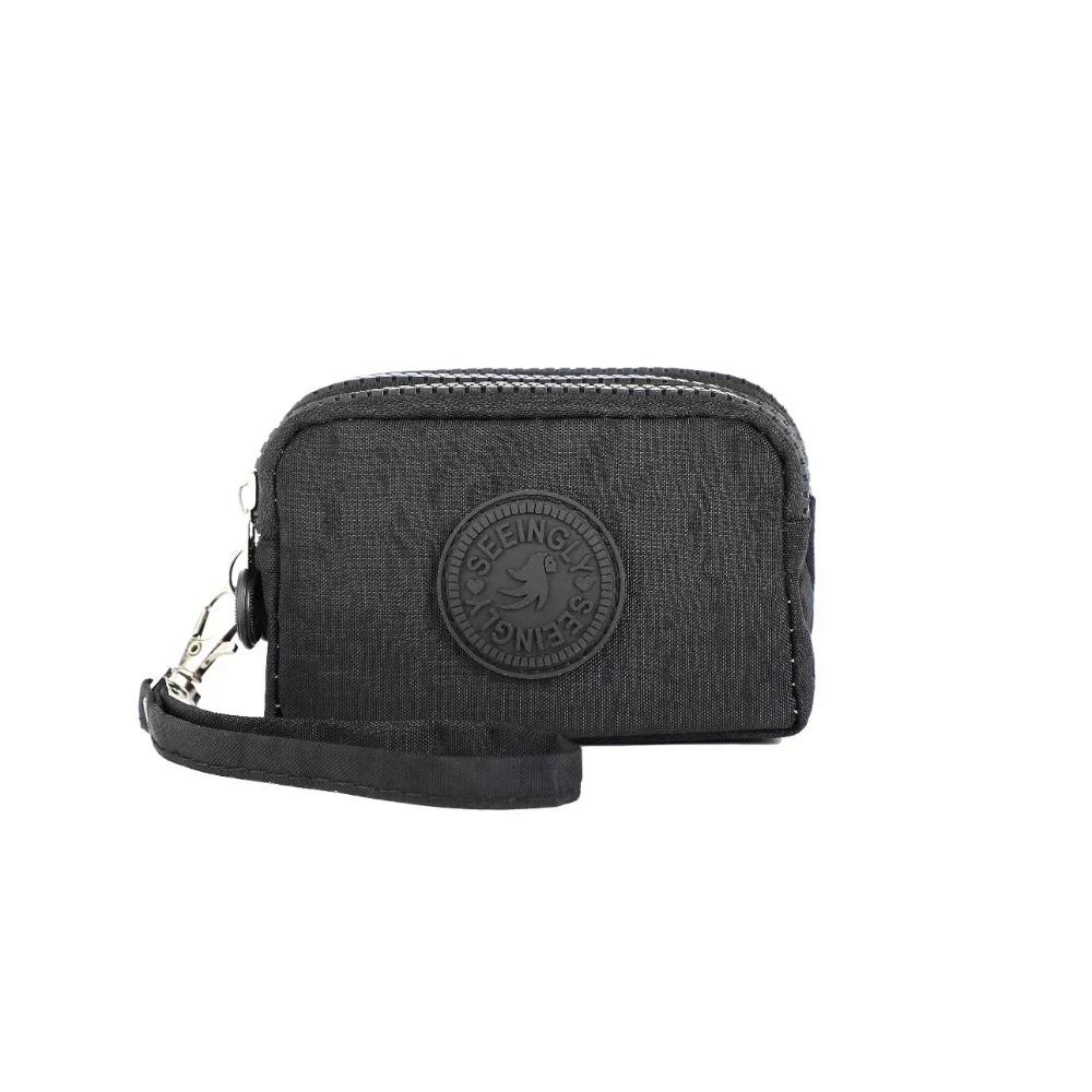 Waterproof Mini Nylon Coin Purse - Women's Zipper Wallet with Three Layers, Portable Card Holder & Headphone Bag for Girls