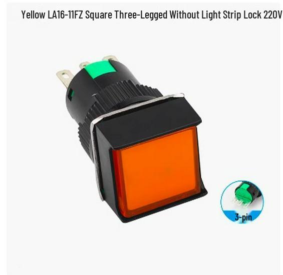 Square Button Switch, LA16-11FZ, 16mm, 3/5-Pin, 12V/24V, Self-Reset/Locking, with Light