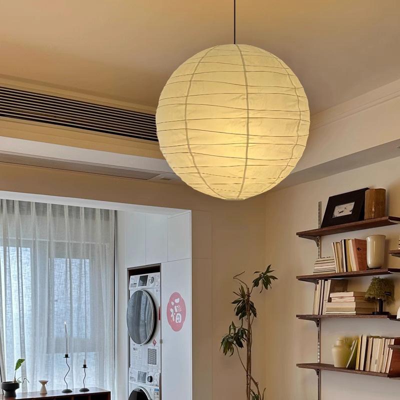 Designer Akari Noguchi Yong Long Pendant Lights LED E27 Wabi-sabi Round Ball Hanging Lamp for Living Room Sofas Table Bedroom
