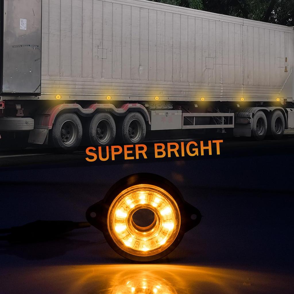Side Marker LED 12V 24V Yellow Marker Lamp for Trailers and Trucks 10 LEDs Marker Width Light Roadside Light Side Light High Brightness Illumination