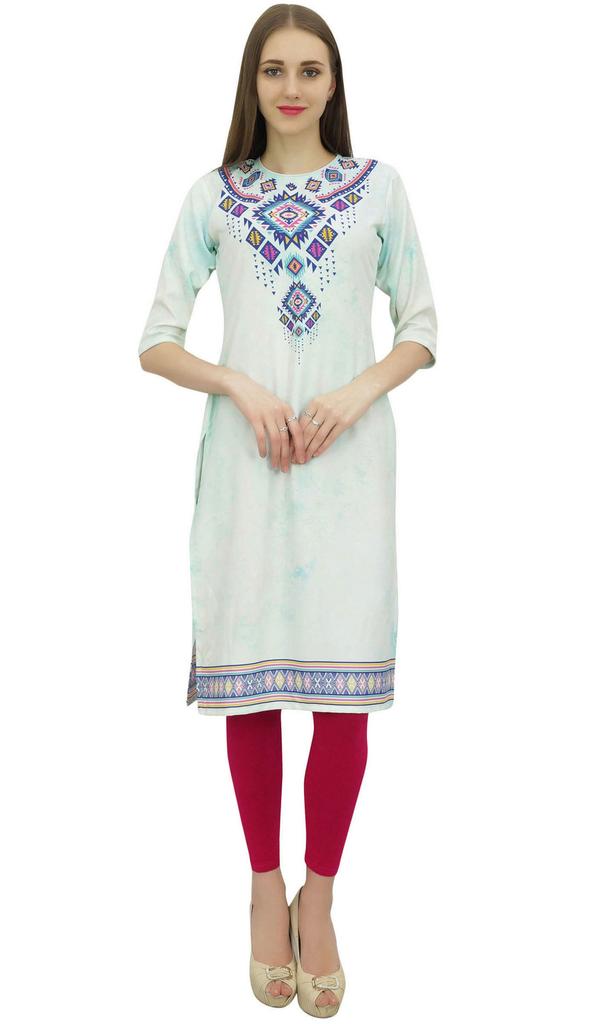 Bimba Women's Casual Digital Printed Kurta Green Ethnic Kurti Designer
