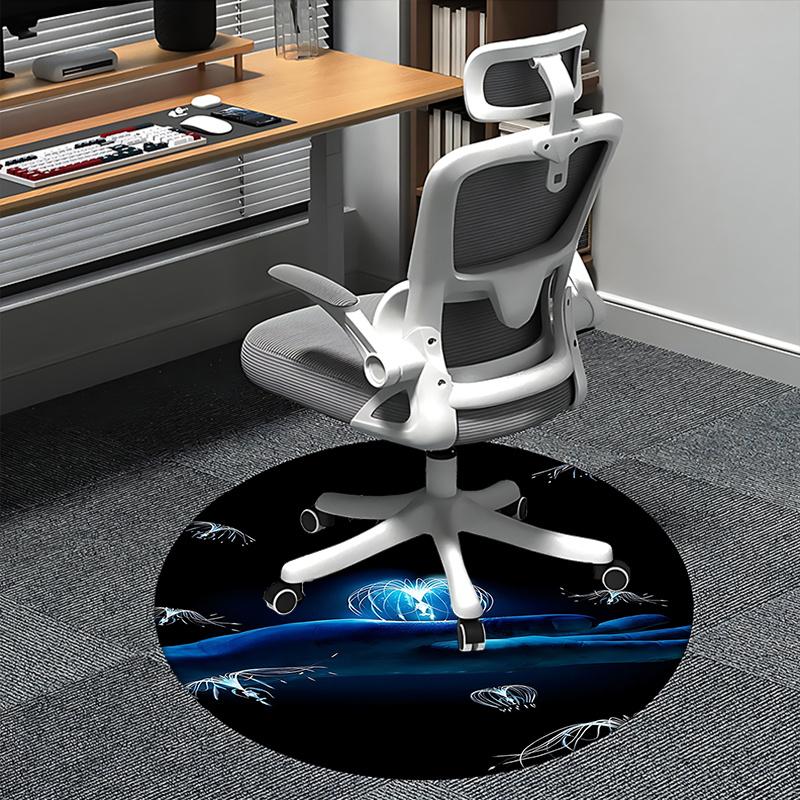 

Elegant Blue Glow Jellyfish Chair Mat - Round Carpet for Home Decor, Office Use, Living Room, Bedroom, Gift Idea0243b 80cm