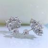 Cute Female Stone White Zircon Snowflake Stud Earrings Silver Color Wedding  For Women