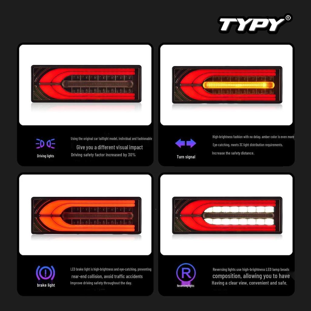 LED Taillight Assembly with Sequential Turn Signals for 1985-2007 Toyota Land Cruiser FJ75.