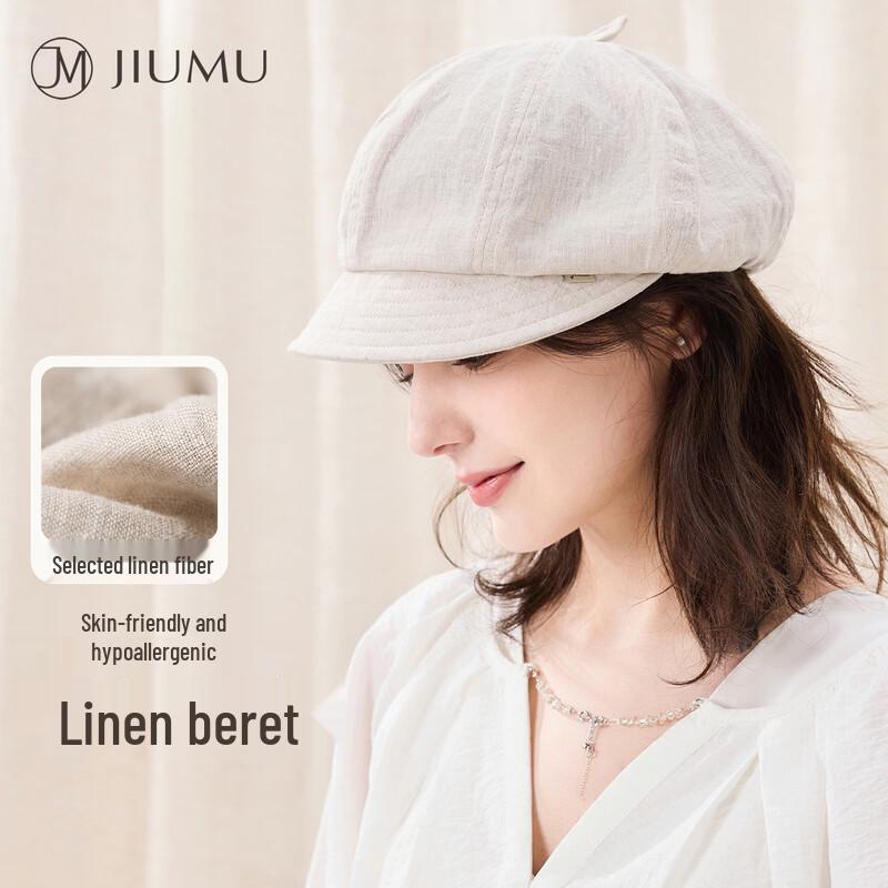 JIUMU Women s Linen Summer Beret Newsboy Cap One Size