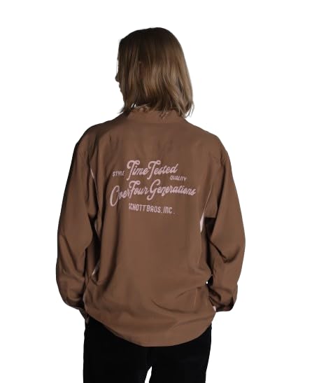 Schott BOWLING LS SHIRT, Мужская рубашка для боулинга с длинным рукавом, Размер S (050), Коричневый, 782-4220002
