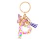 Light Purple Sequin Fringe Resin Keychain 26-Letter Accessory Classic Retro Durable Bag Charm Practical Gift For Friends And Family