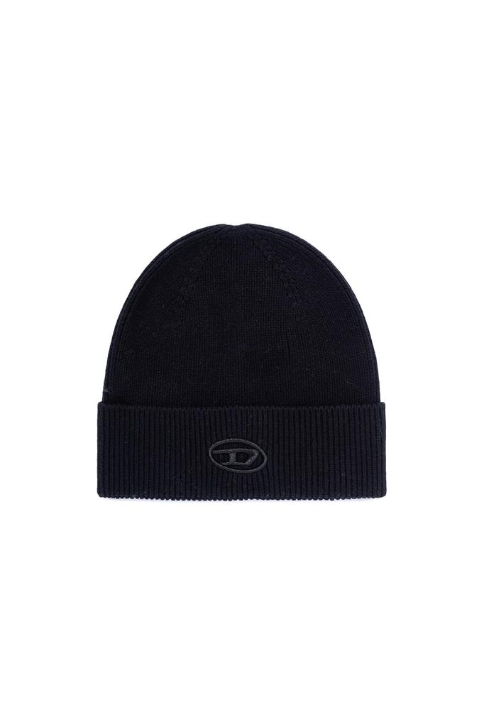 Diesel Knit Cap with A040920DAOB 9XX Men's Logo, UNI, Black,