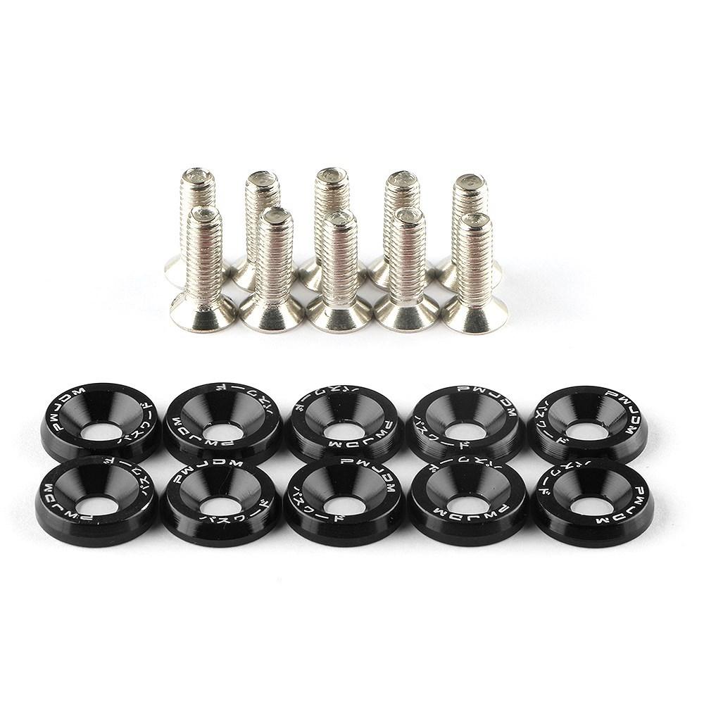 10Pcs/Set M6 * 20mm JDM Bumper Fender Washer Kit Engine Bay Dress Up Bolts Fasteners Aluminum Concave Hex Screws