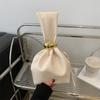 Luxury Designer Soft Leather Clutch Bag Women Pleated Mini Bucket Pouch with Temperament Side Zipper for Party Evening