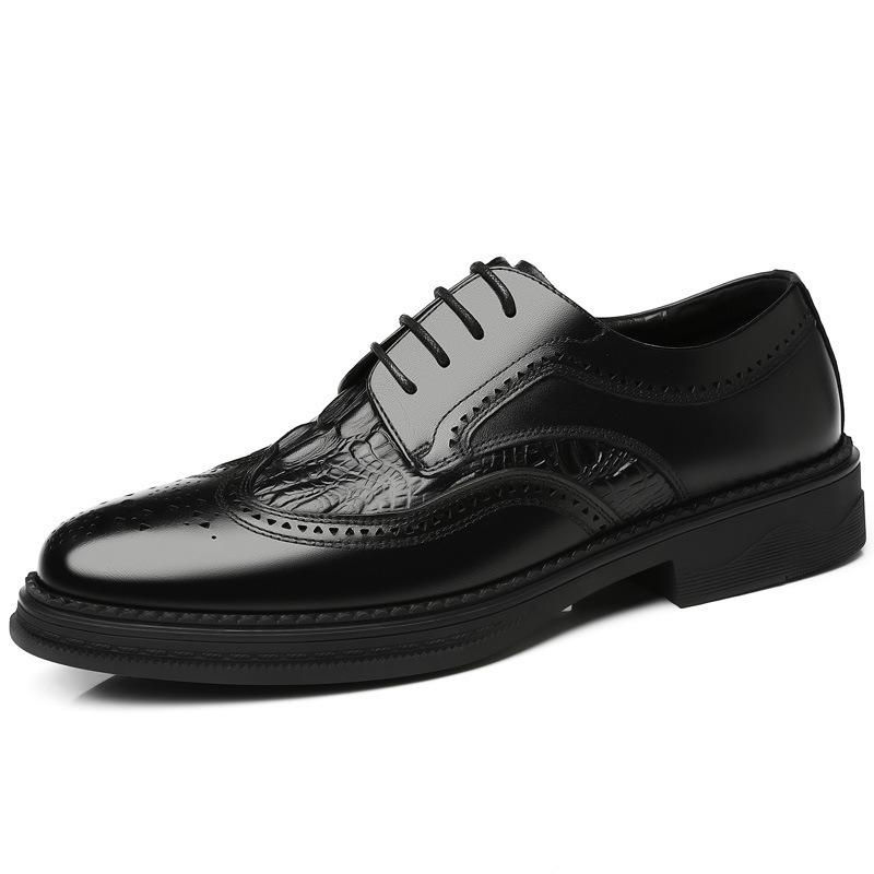 Spring Men's Shoes Leather Breathable Versatile Business Casual British Brock Leather Shoes Men's High-end Wedding Shoes