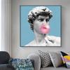 Moderne Bilder David bläst rosa Blase Leinwand Gemälde für Wohnzimmer Dekor Wand Kunstdruck David Skulptur Drucke Cuadros