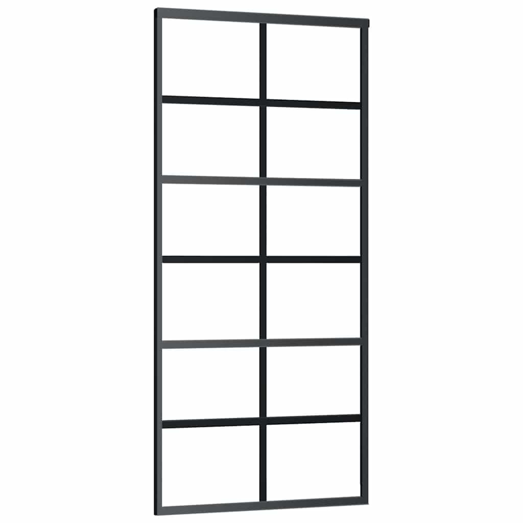 Vidaxl Drzwi Przesuwne Z Osprzętem, Szkło Esg I Aluminium, 90X205 Cm