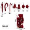 10Pcs Flocked Christmas Tree Ornaments Mixed Balls Shiny Creative Xmas Hanging Decor Festival Party Home New Year Decoration