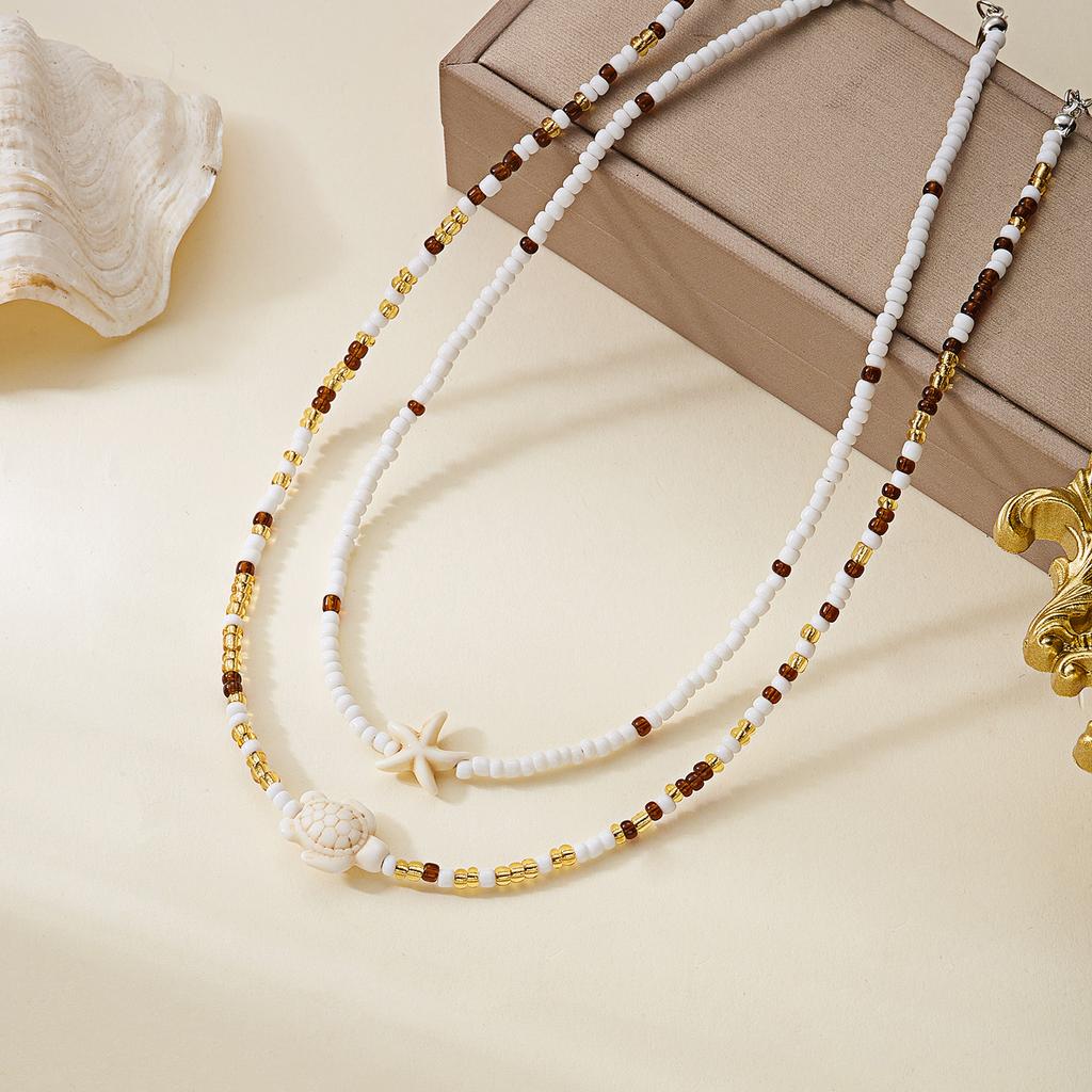 Boho Multilayered Necklace for Women Gold Color Starfish Scallop Shell Pendant Choker Chain Summer Beach Jewelry Accessories Gif