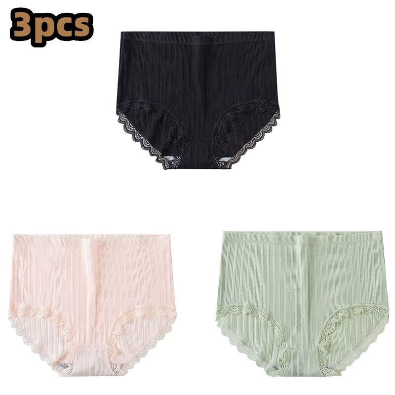 3 Pcs/lot Women's Underpants Soft Cotton Panties Girls High Waist Briefs Striped Panty Sexy Female Underwear Big Size M-XXL