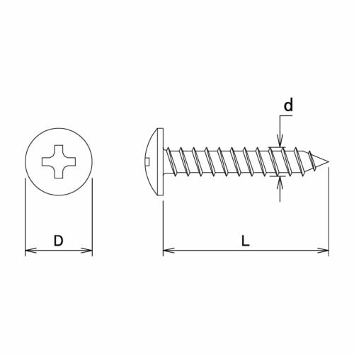 Daido Hunt Tapping Screws, Truss Head "Black", 4mm Diameter X 16mm Neck Length, Pack of 24