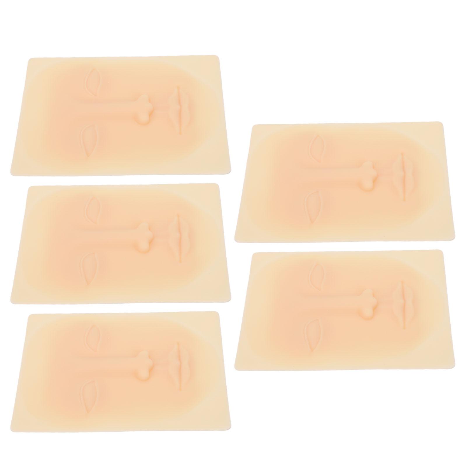 5 Pcs Face Practice Skin Face Soft Silicone Reusable Microblading Practice Skin for Permanent Makeup