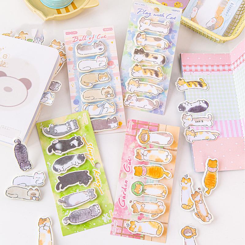 180Sheets Cute  Cat Index Sticky Notes Cartoon Special-Shaped Sticky Note Creative N Times Sticky Note School Supplies
