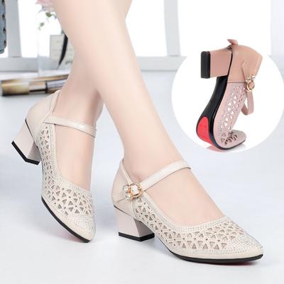 Breathable High Heels Women's Summer Bag Head Mesh Rhinestone Pointed Toe Openwork Women's Sandals