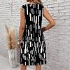 Plus Size V Neck Sleeveless Dress Watercolor Cherry Blossom Print For Spring Scenic Spot Tour