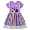 Kinder Kpop Demon Slayer Regenbogen Pailletten Prinzessinnenkleid - Kurzarm Sommer & Langarm Frühling/Herbst Optionen