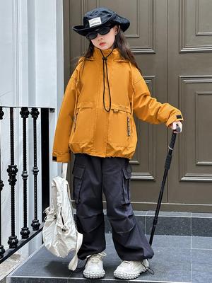Girls' Casual Windbreaker Jacket - 2025 Autumn/Winter 3-in-1 Mountaineering Suit for Children