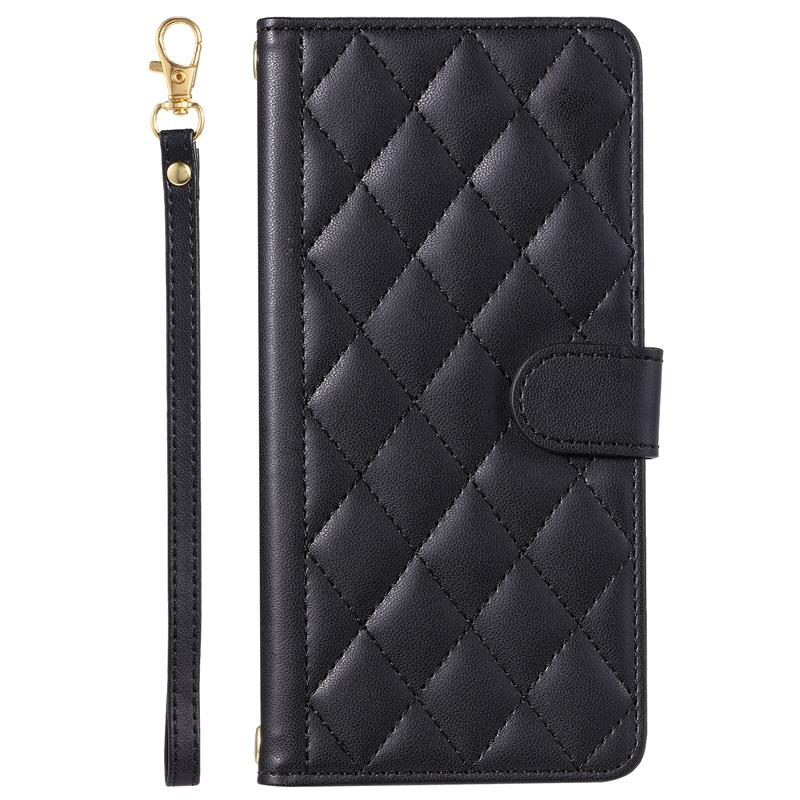 Applicable to Samsung A17/A07Phone case with houndstooth pattern and crossbody strap A56/A55/J8Card slot flip cover case