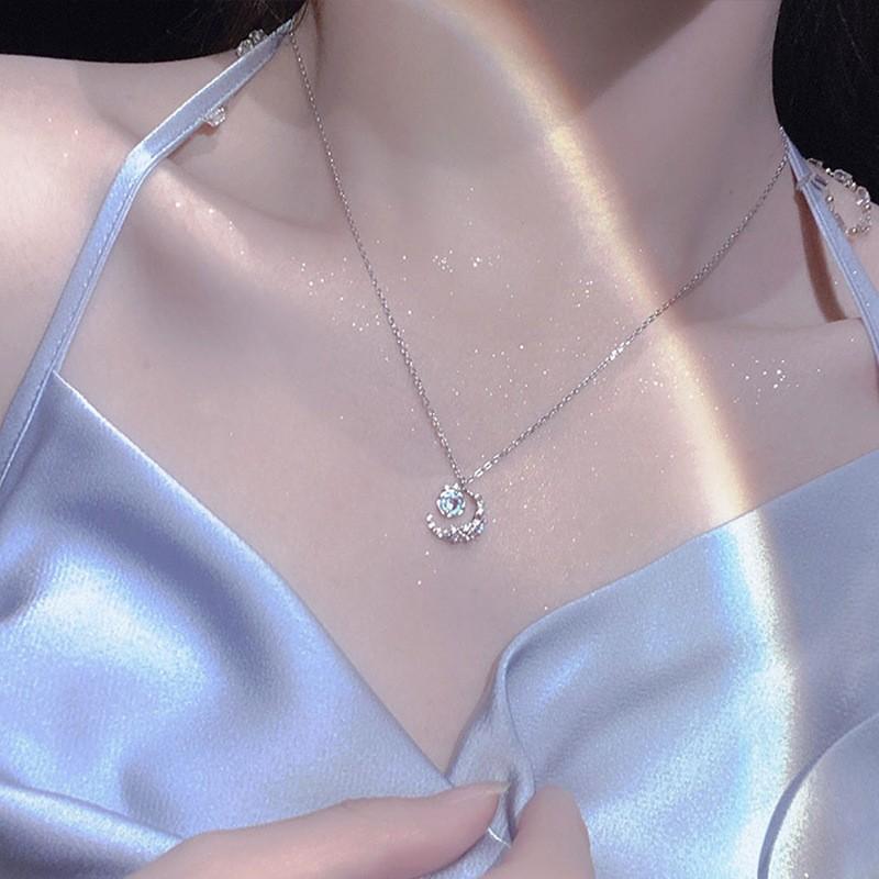 

Colorful Moon Stone Crescent Necklace One Size