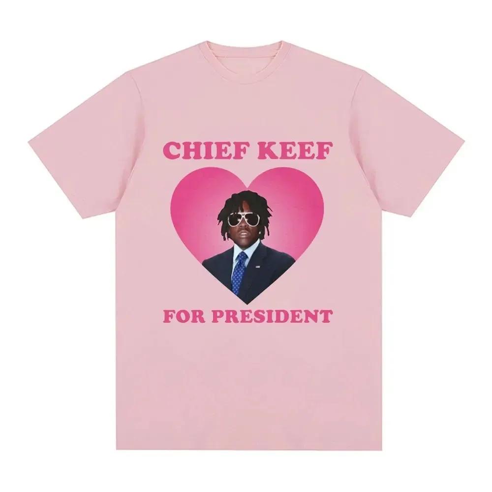 Rapper Chief Keef for President T Shirt Men Fashion Casual Short Sleeve T-shirt Aesthetic Vintage Oversized T-shirts Streetwear