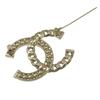 CHANEL COCO Mark Brooch ABD111 B16035 Champagne Gold metallic/Rhinestone 18g Women Used