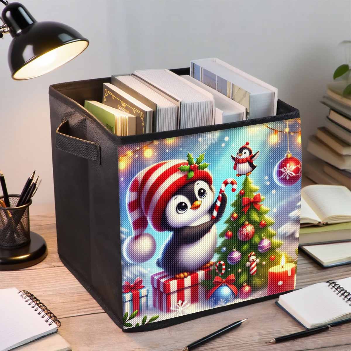 

Cute Little Penguin 5D Diamond Painting Storage Basket Full Round Drill Mosaic Diamond Embroidery Cross Stitch Kits Home Decor Home Decor 25cmx25cm