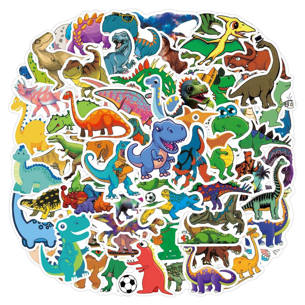 110 Waterproof Cute Cartoon Dinosaur Stickers for Journals, Bottles, and Computers