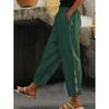 Fashion Casual Loose Hollow Out Women's Pants Cotton and Linen Loose Elegant New Solid Color Spring Autumn Short Trousers Office Basic Ladies Clothing