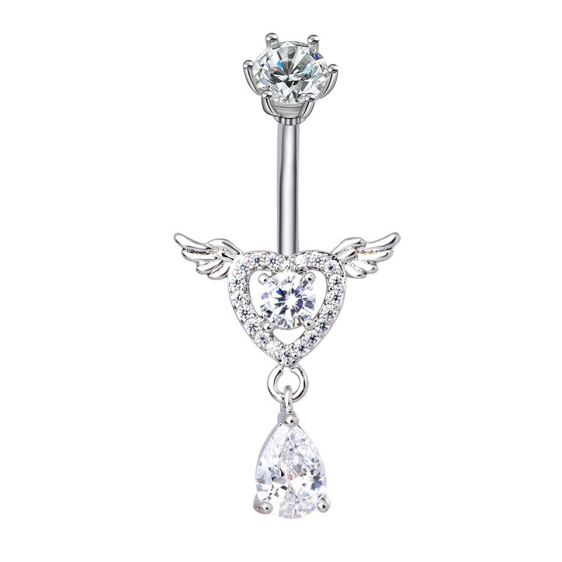 

Пирсинг пупка Кольцо Сердце Крылья Ангела Подвеска Кольца для пупка для женщин Украшения для тела