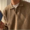 Men's Casual Loose Fit Polo Collar Knit Sweater - Autumn Solid Color Korean Hong Kong Style