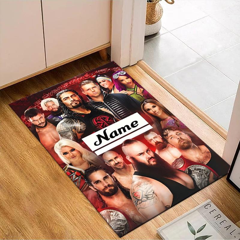 Custom Name wrestling Superstars Collage Rug for Living Room, Game Rooms, Office, Bedroom, Floor Mat Playful Design, fan gifts Christmas decor