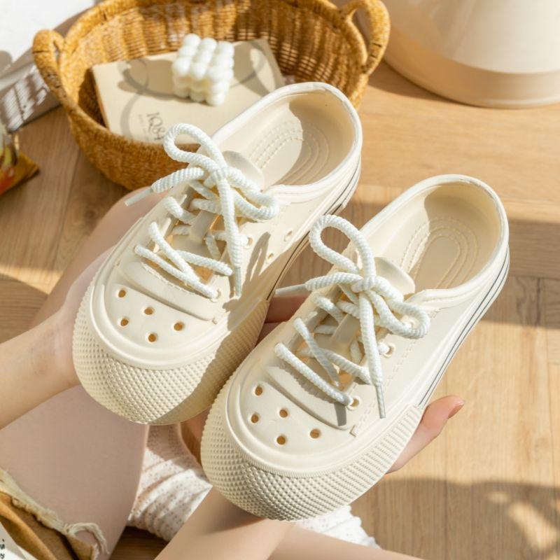 

Женские модные сабо на платформе со шнуровкой, летние туфли, мягкие противоскользящие женские шлепанцы из ЭВА для пляжа и улицы, сандалии на толстой подошве 35-36 бежевый