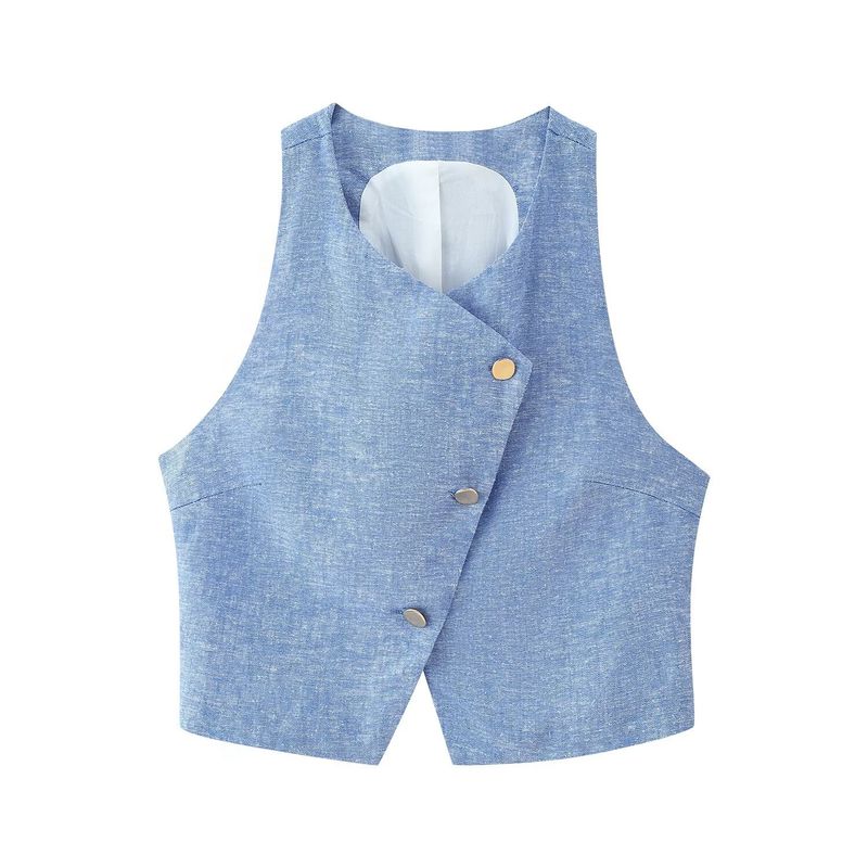 Kaslead New Women clothes Western Style Fashion Double Placket Vest Casual Trousers 8189757 8044757