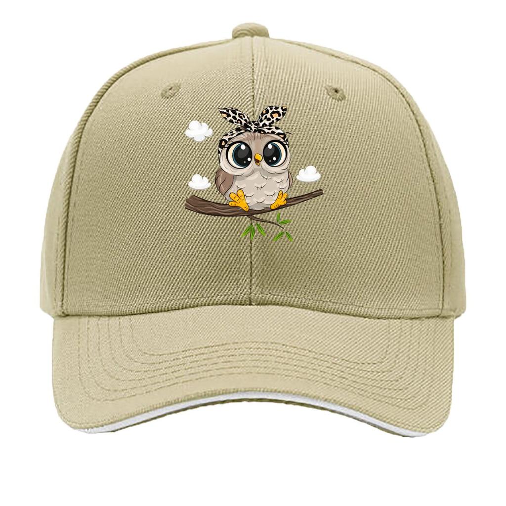 Cute Leopard Bow Owl Sitting On Branch Sandwich Baseball Cap Unisex Women Sun Cap Outdoor Workouts Hat