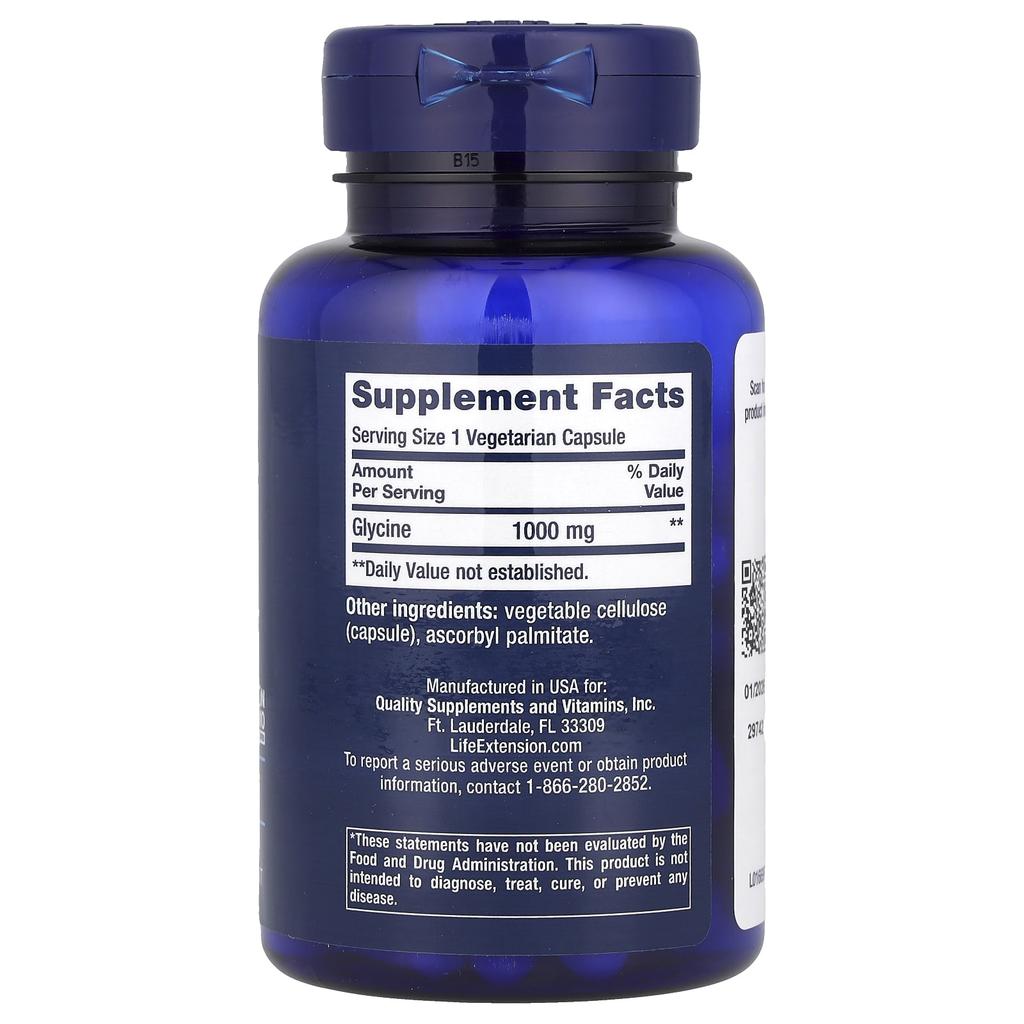 Glicyna, 1000 mg, 100 kapsułek wegetariańskich