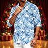 Men's Casual Long Sleeve Shirt with Christmas Print for Spring, Fall and Holiday Casual Wear